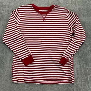 Primary Unisex Adult Large Long Sleeve Pajama Shirt Red‎ White Stripe Christmas